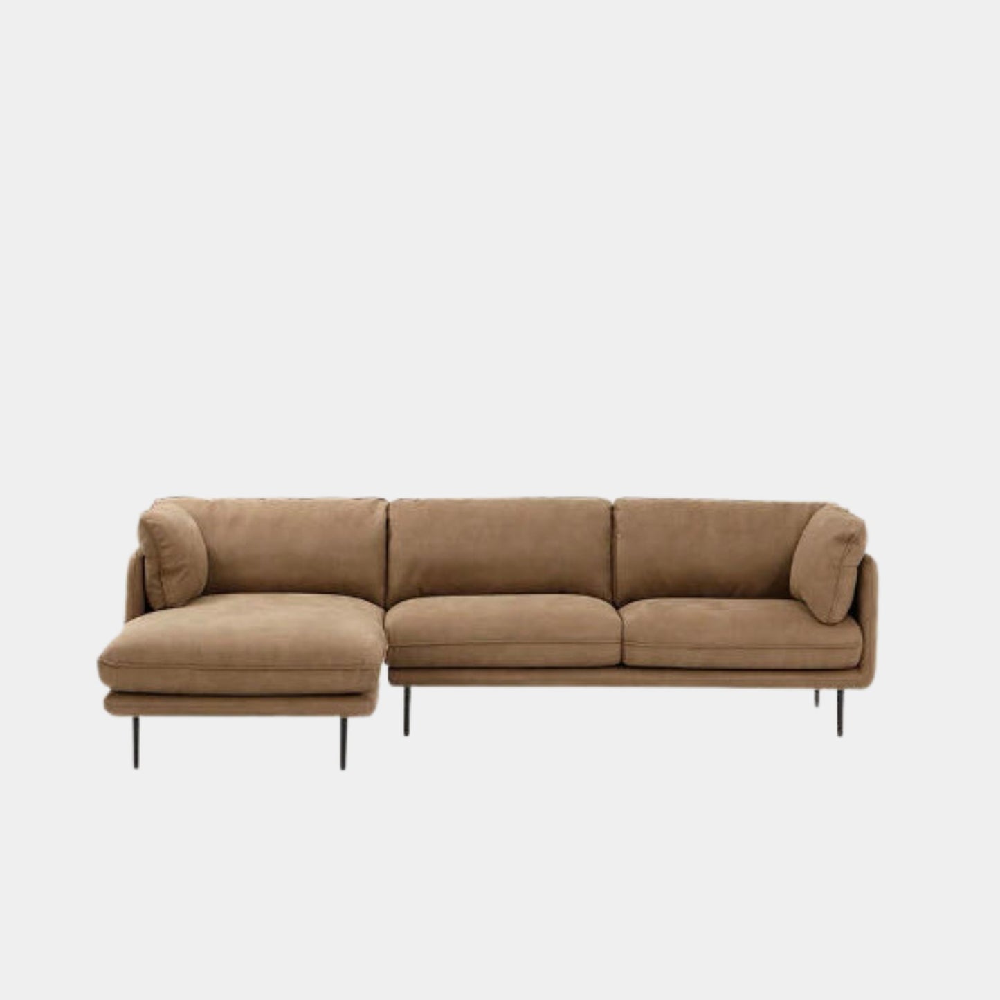 Cuddle fabric sectional sofa brown left