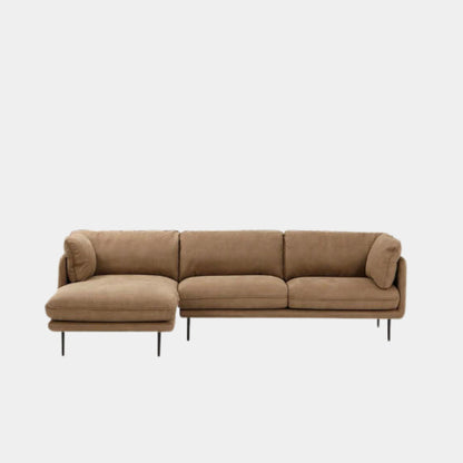 Cuddle fabric sectional sofa brown left