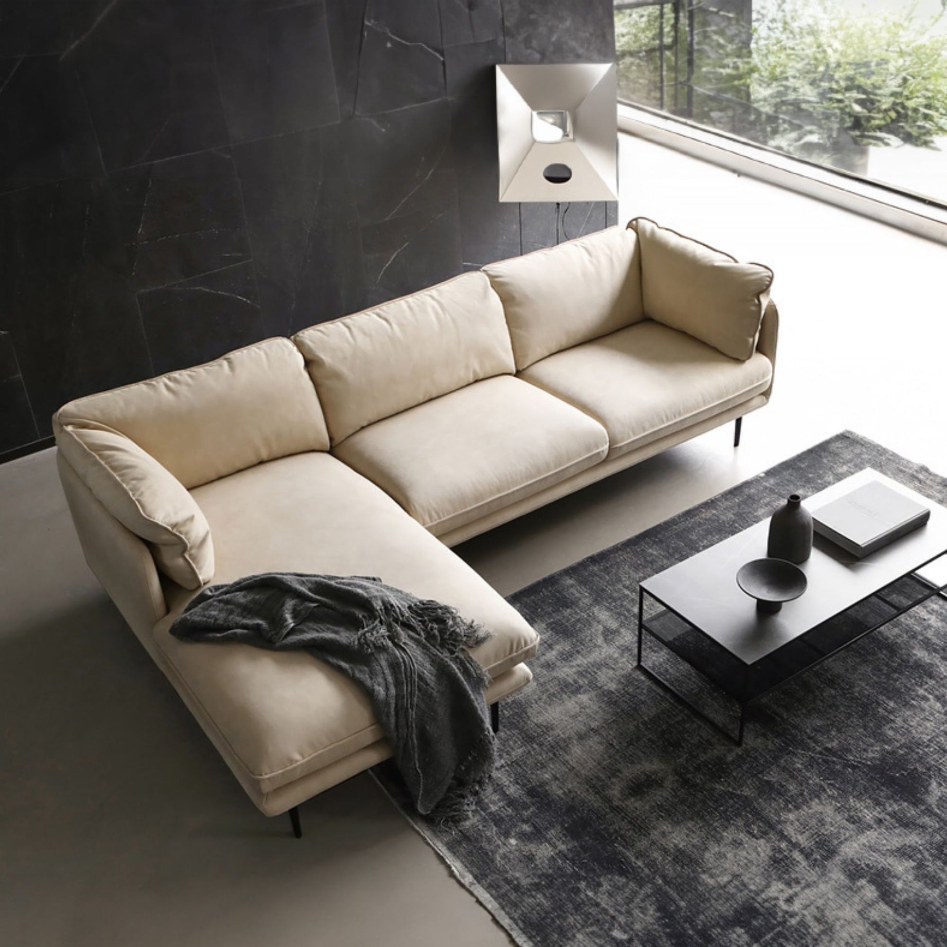 Cuddle fabric sectional sofa white left