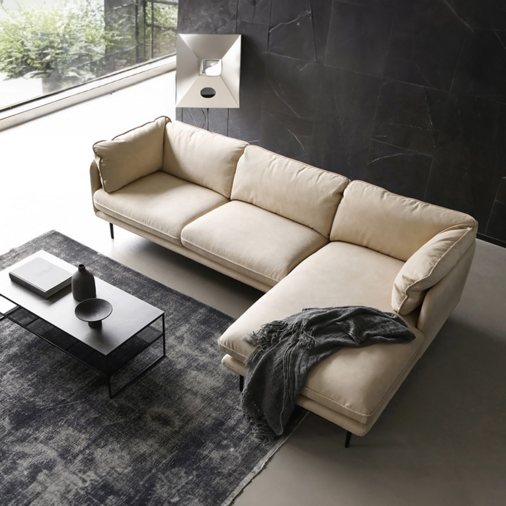 Cuddle fabric sectional sofa white right