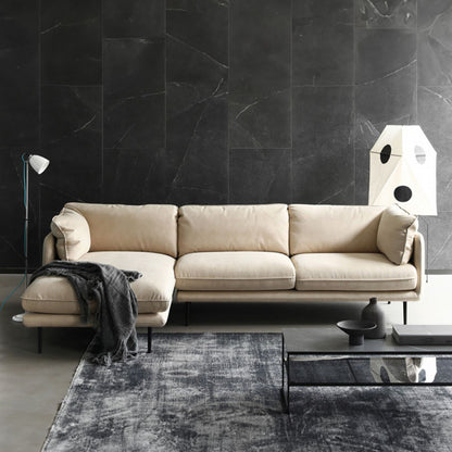 Cuddle fabric sectional sofa white left