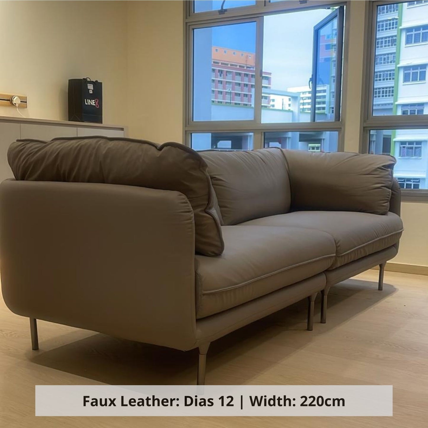 Cuddle 3 seater grey pet friendly leather sofa (Other)