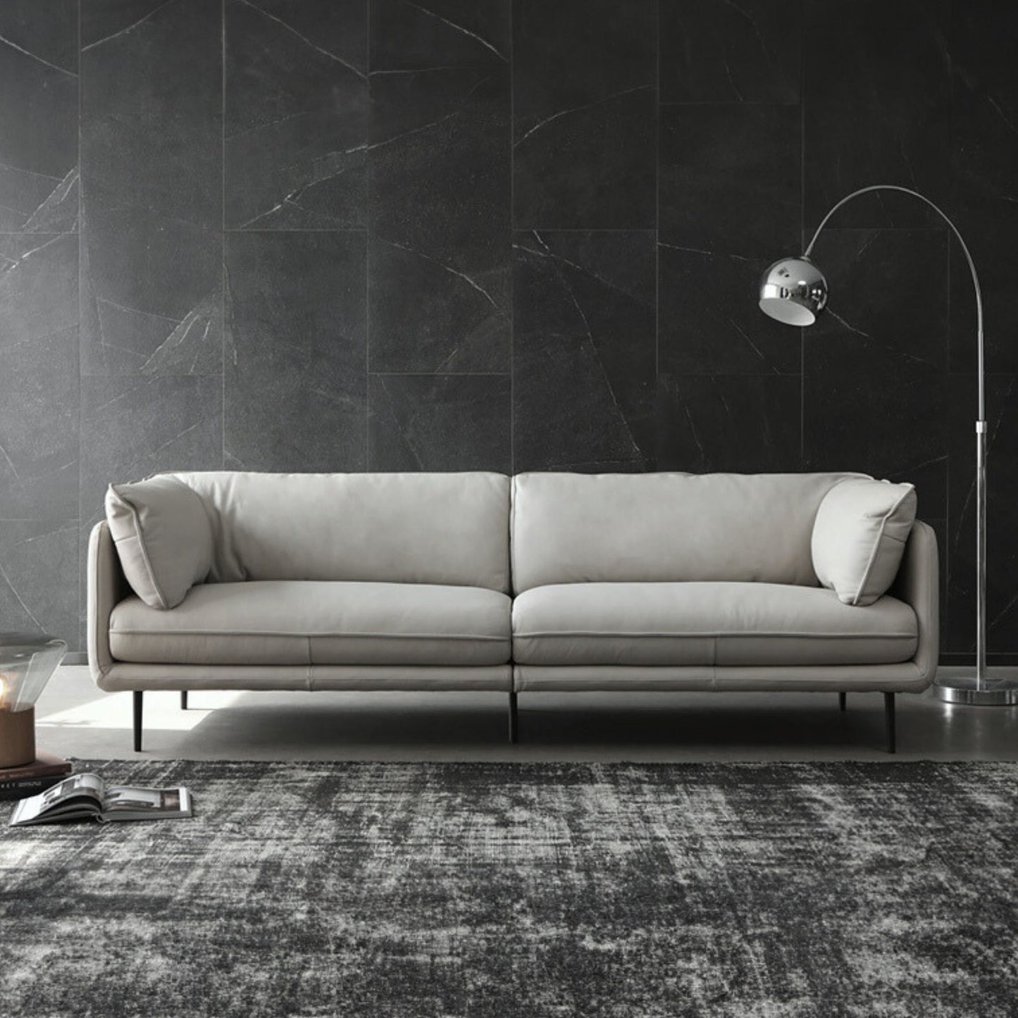 cuddle leather sofa in living room setting