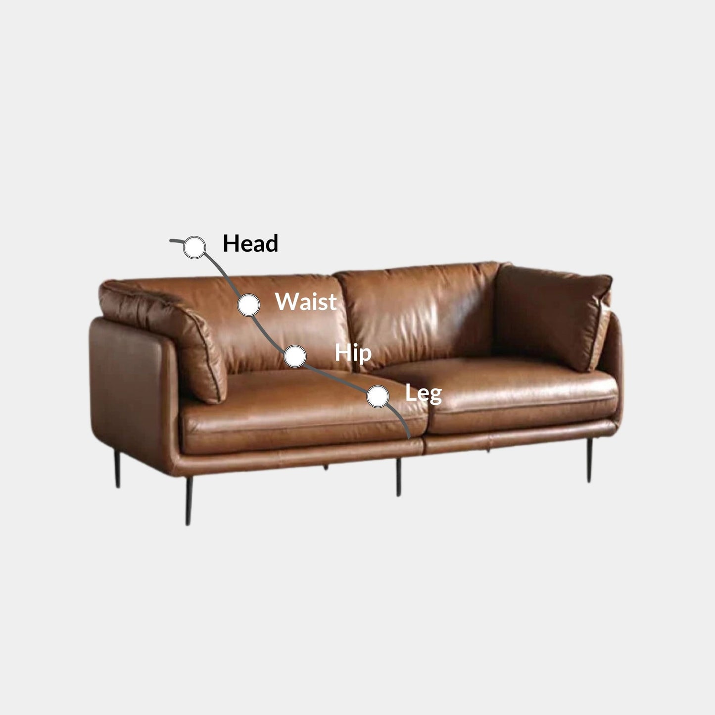 Cuddle half leather sofa brown