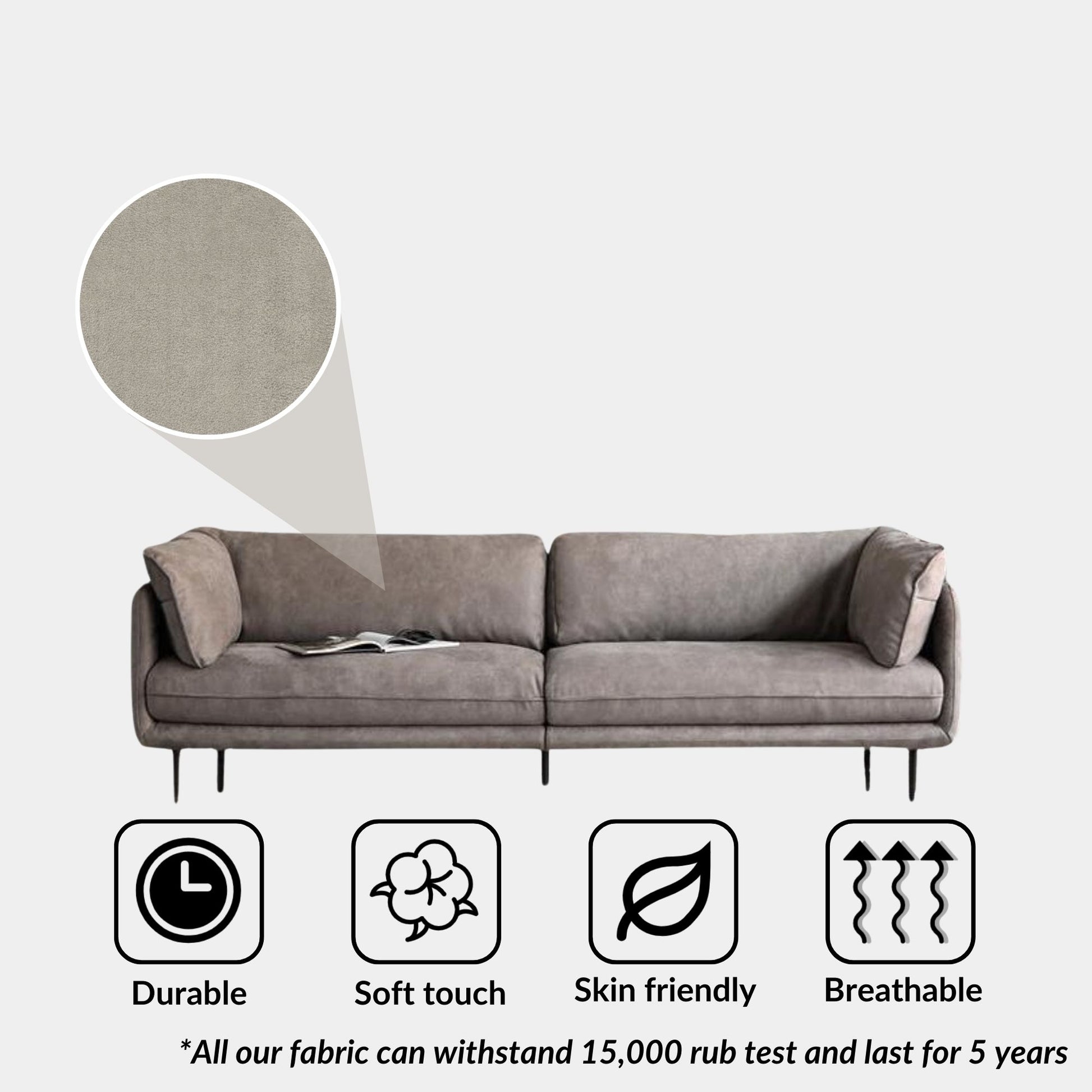 Cuddle grey fabric sofa