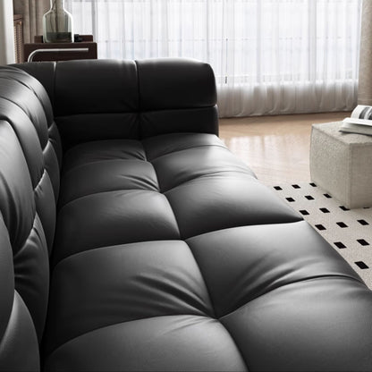 Cutey black half leather sofa