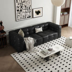 Cutey black half leather sofa