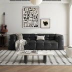 Cutey black half leather sofa