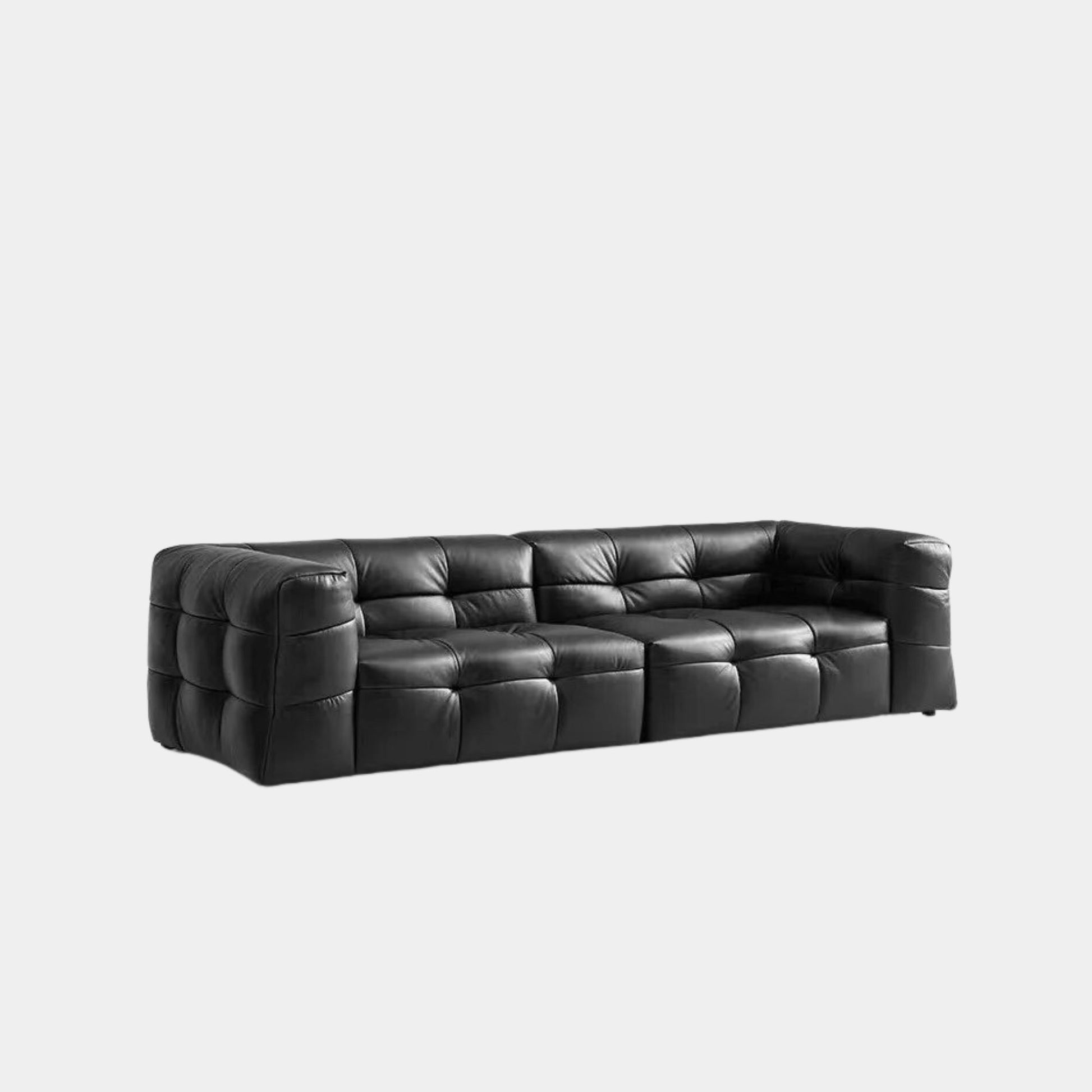Cutey black half leather sofa
