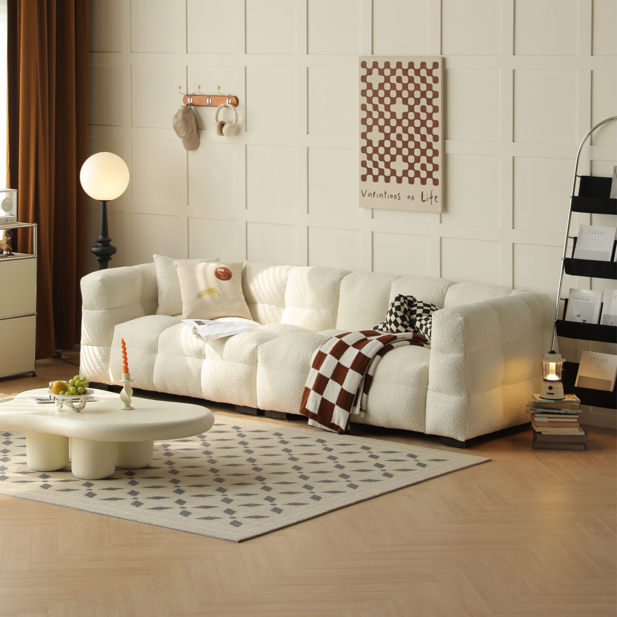 Cutey white fabric sofa