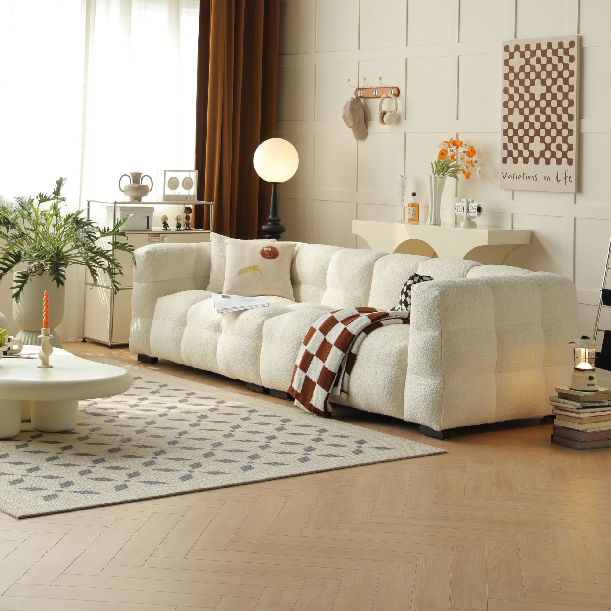 Cutey white fabric sofa