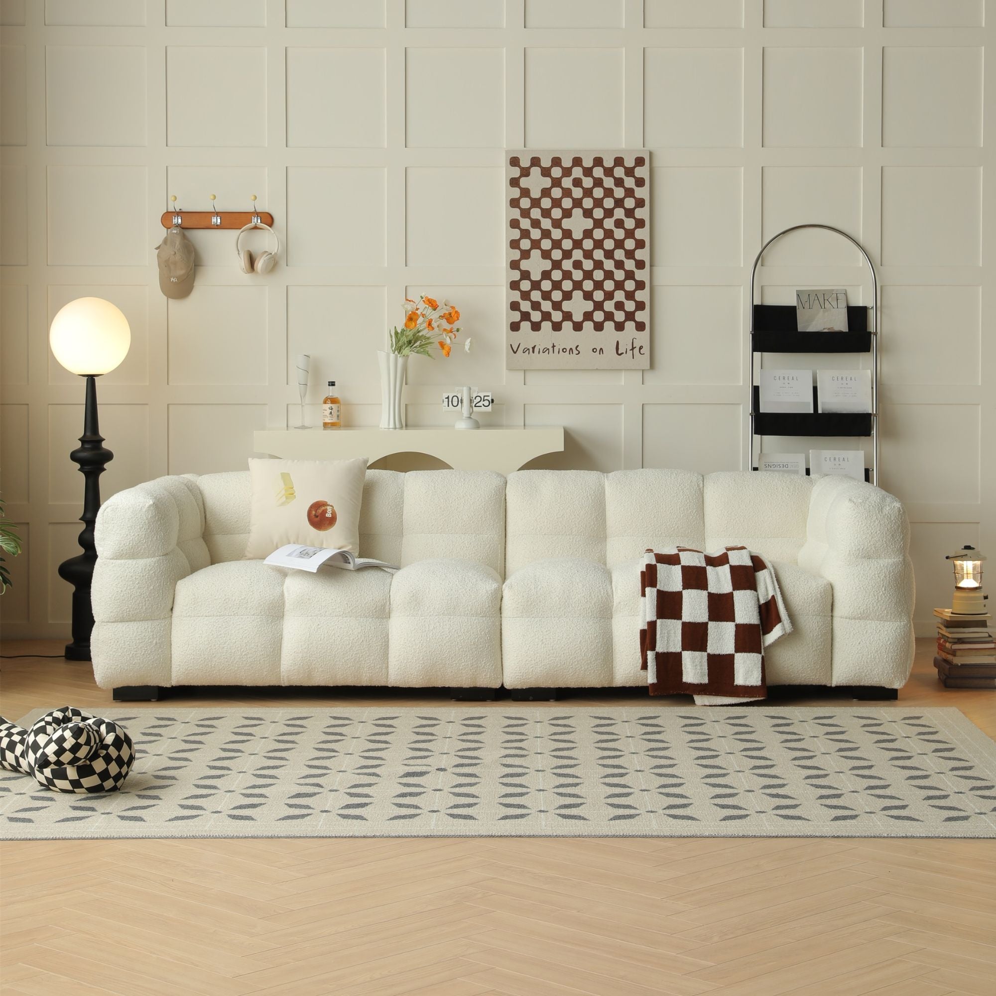 Cutey white fabric sofa