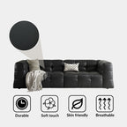 Cutey black half leather sofa