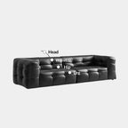 Cutey black half leather sofa