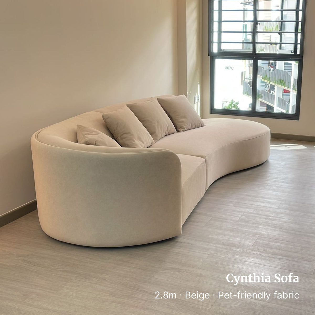 Cynthia Fabric One Arm Sofa