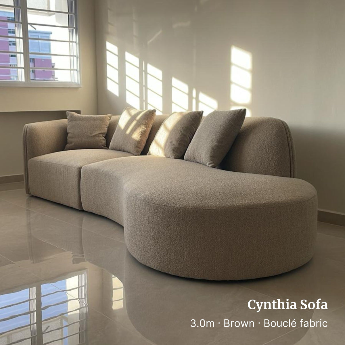 Cynthia Fabric One Arm Sofa