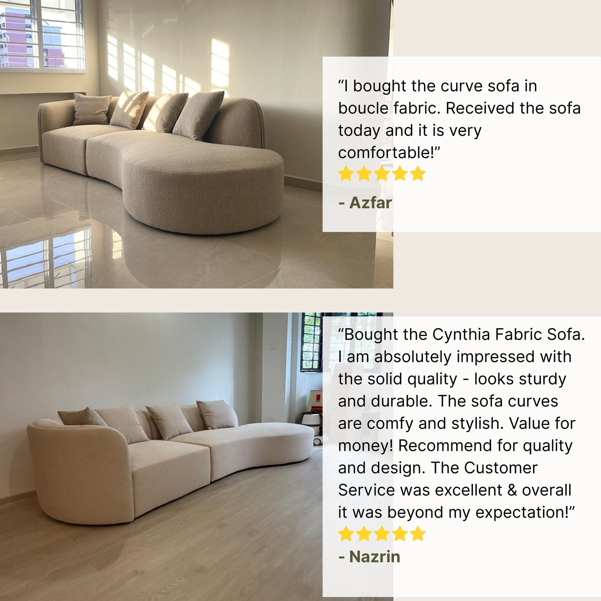 Good reviews for Cynthia fabric one arm sofa