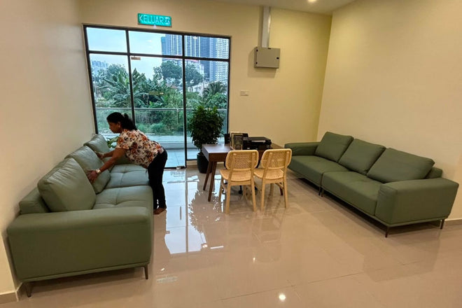 Calm 260cm Green Half Leather Sofa, Dhanvantari Healthcare | Jun 26
