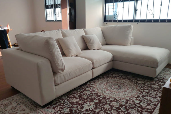 Claudia 270cm Beige Fabric Sectional Sofa Muhammad Faisal | Jun 26
