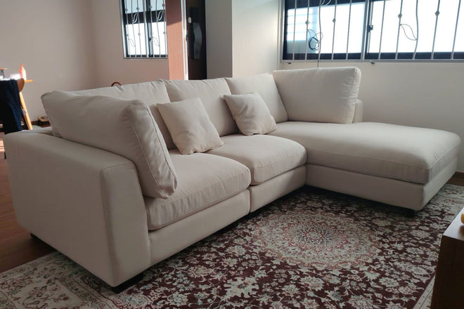 Claudia 270cm Beige Fabric Sectional Sofa Muhammad Faisal | Jun 26