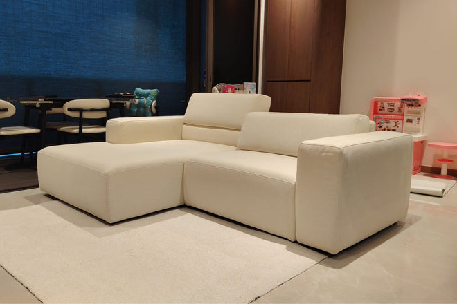 Cubix 230cm Beige Adjustable Backrest Fabric L Shape Sofa Bendon Tan | Aug 26