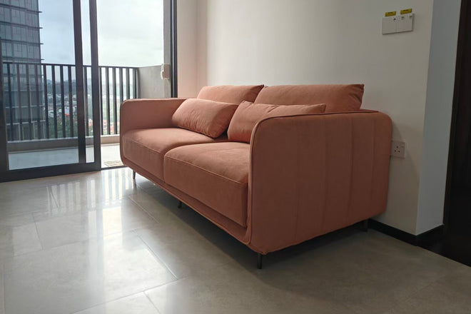 Casper 195cm Pink Fabric Sofa Lim Siling | Dec 25