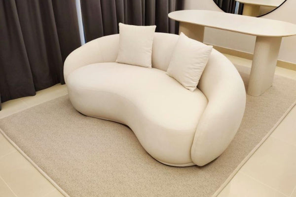 Cashew 180cm White Fabric Sofa Emilia | Aug 24