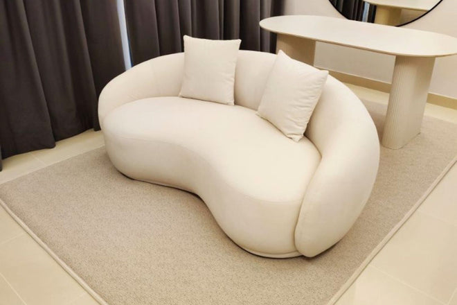 Cashew 180cm White Fabric Sofa Emilia | Aug 24