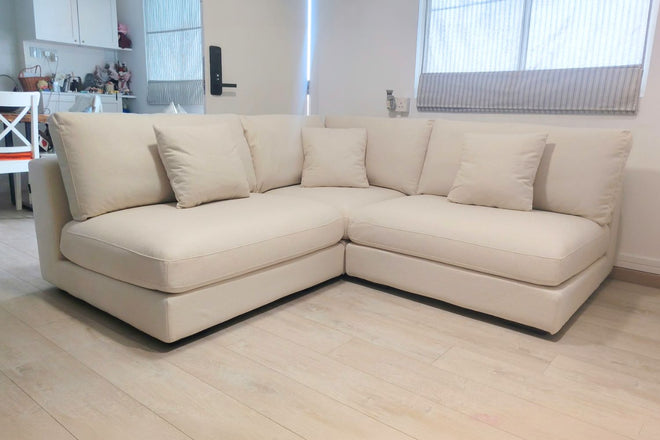 Claudia 200cm White Fabric Corner Sectional Sofa Oliver Quek | Sep 26