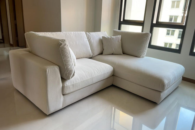 Claudia 220cm White (Furla 01) Fabric Sectional Sofa Clarence Tay | Aug 25