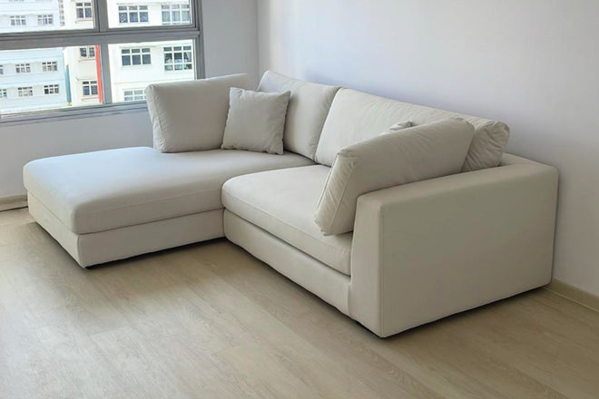 Claudia 240cm White (Ease 01) Fabric Sectional Sofa Meiwasita | Mar 25