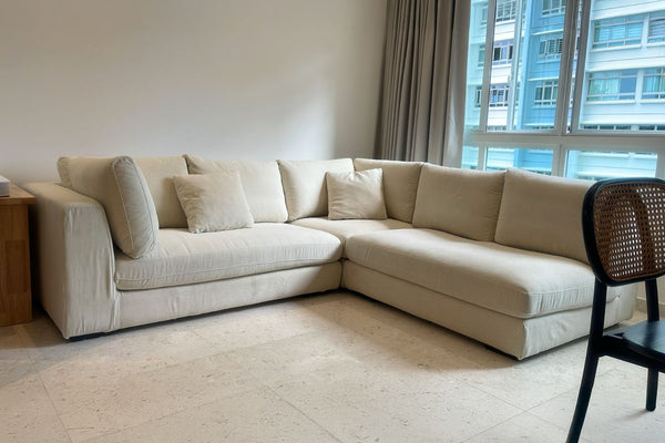 Claudia 250cm Beige Fabric Corner Sectional Sofa Crystal lim jia yee | Sep 25