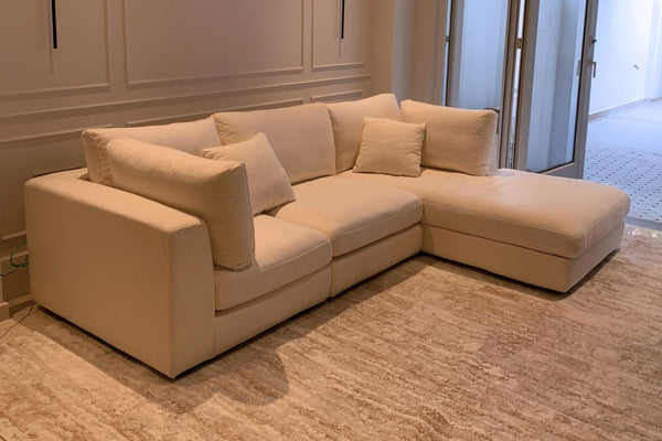 Claudia 260cm White Fabric Sectional Sofa Ng Si Yong | Oct 25