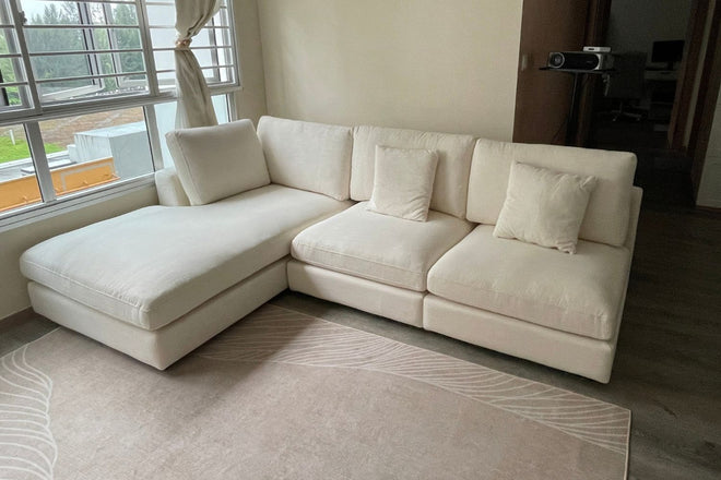Claudia 260cm White (Toby 02) Fabric Sectional Sofa Fadzli | Apr 24