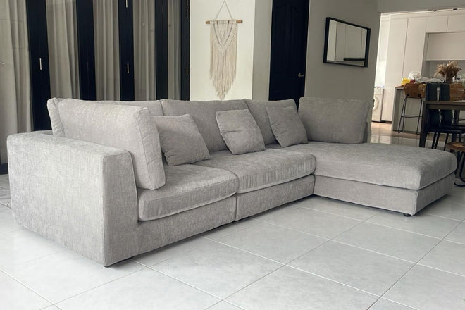 Claudia 300cm Grey Fabric Sectional Sofa Rosmawati Kamaruddin | Mar 25