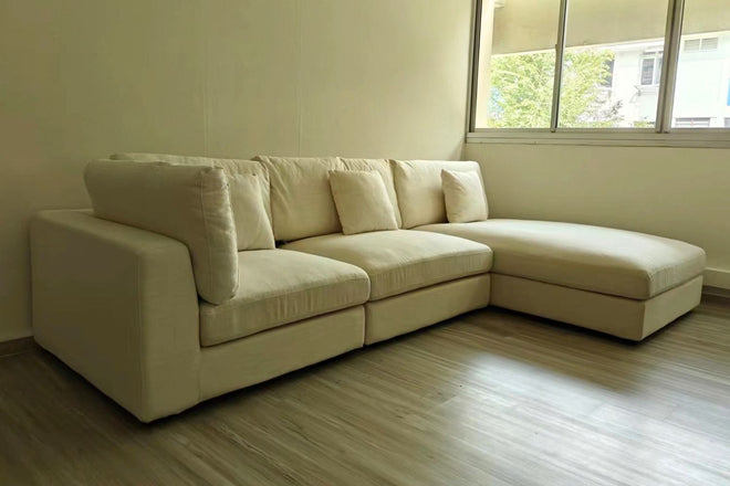 Claudia 300cm White (Toby 02) Fabric Sectional Sofa Mai | Jul 24