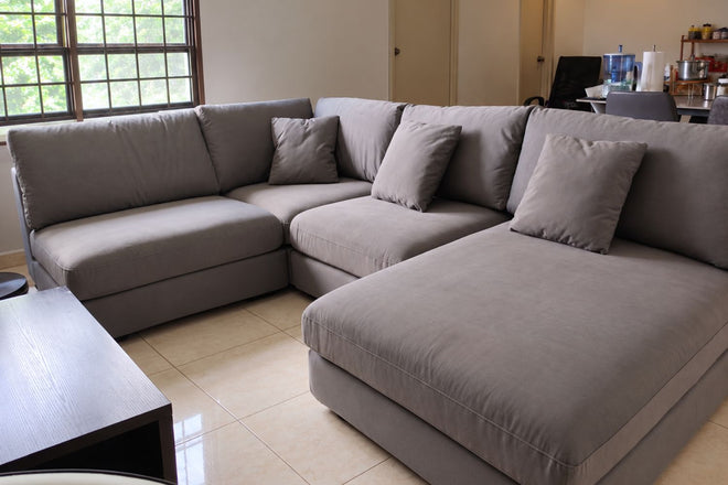 Claudia 280cm Grey (Ease 92) Fabric U Shape Sectional Sofa Anitha | Aug 26