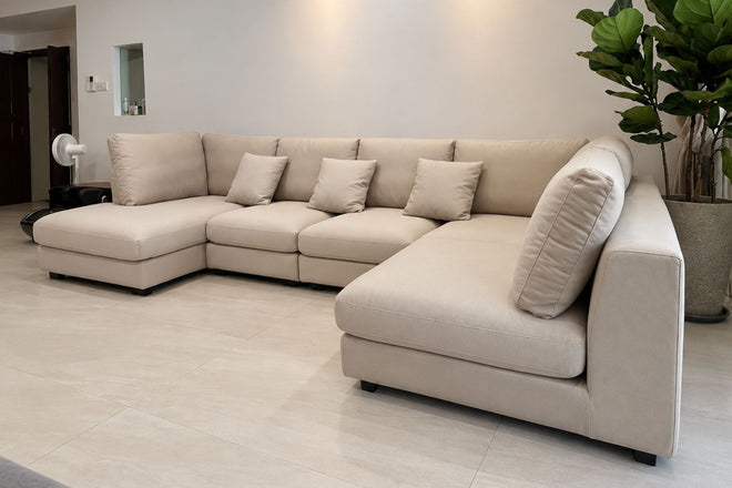 Claudia 340cm Beige (Furla 40) Fabric U Shape Sectional Sofa Jonathan & Wani KANG | Dec 25