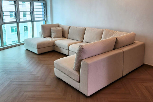 Claudia 360cm Beige (Furla 40) Fabric U Shape Sectional Sofa Fariza | Nov 24