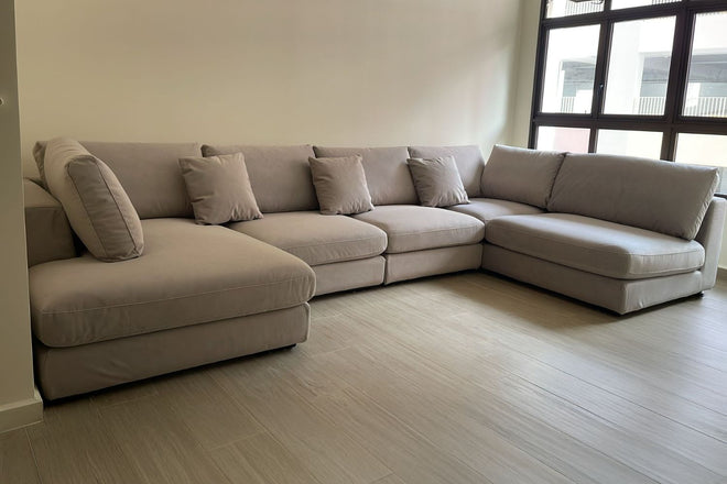 Claudia 360cm Grey (Furla 46) Fabric U Shape Sectional Sofa Sharifah | Nov 25