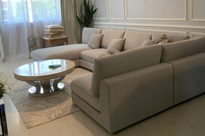 Claudia 360cm Grey (Furla 92) Fabric U Shape Sectional Sofa Miya | Jun 24
