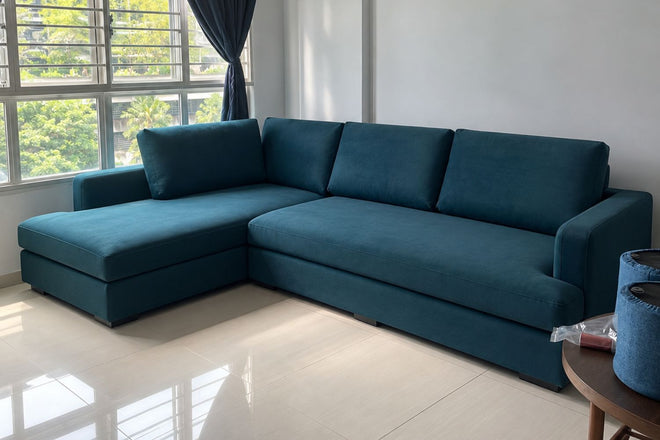 Crescent 300cm Blue (Ease 72) Easy Clean Fabric Sectional Sofa Ayu Ros | Mar 25