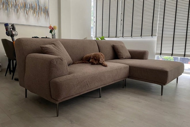 Crystal 260cm Brown (Marse 44) Fabric Sectional Sofa Grace Thong | Aug 26