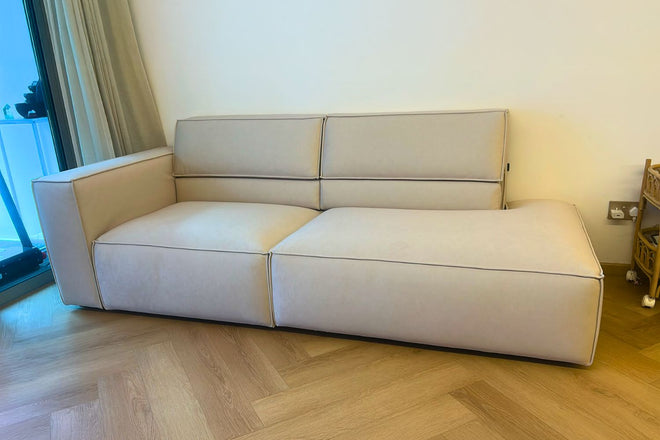 Cubix 240cm Beige Adjustable Backrest Fabric One Arm Sofa Mae Cheng | Jun 26