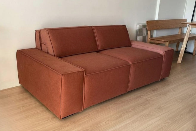 Cubix 180cm Orange Adjustable Backrest Fabric Sofa Aisyah | Jun 25