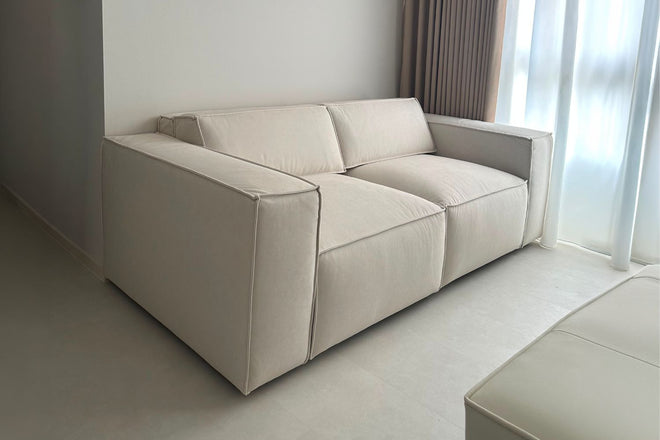 Cubix 195cm White Adjustable Backrest Fabric Sofa Raine Ng | Jun 26