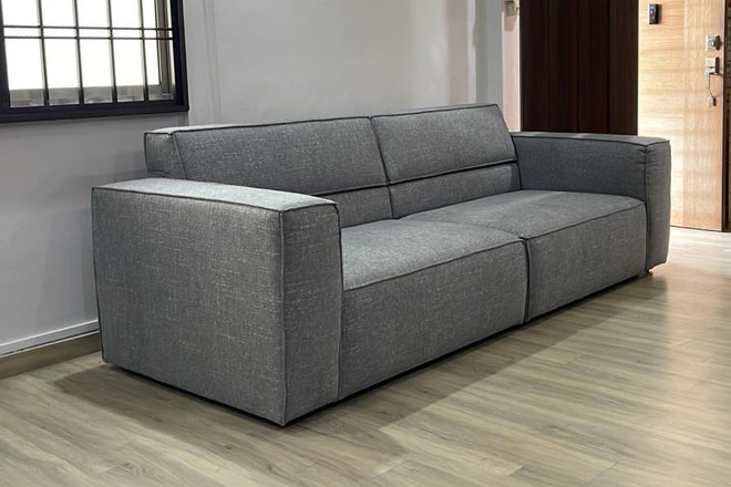 Cubix 260cm Dark Grey (Reda 92) Adjustable Backrest Fabric Sofa Khumairi | Mar 25