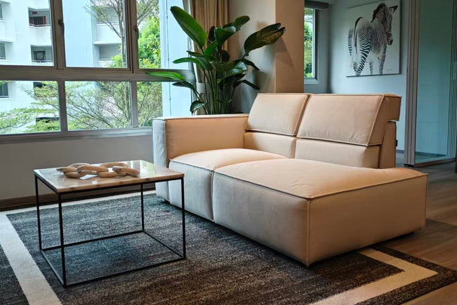 Cubix 180cm White Adjustable Backrest Fabric One Arm Sofa Kim Guan Tan | May 26