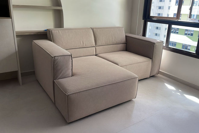 Cubix 200cm Brown Adjustable Backrest Fabric L Shape Sectional Sofa Norman | Aug 25