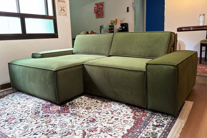 Cubix 200cm Green (Furla 63) Adjustable Backrest Fabric L Shape Sectional Sofa Nur Ellyana | Jan 26